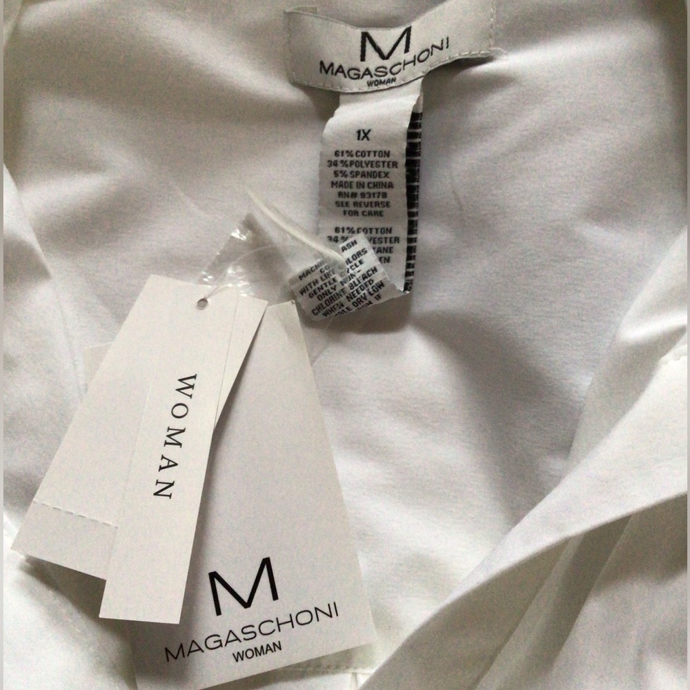 Magaschoni White Split Neck Long Sleeve Blouse Top Size 1X - Picture 4 of 6